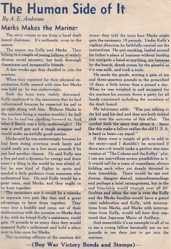 Robert J Marks Marks Makes The marines Oakland Tribune 1942